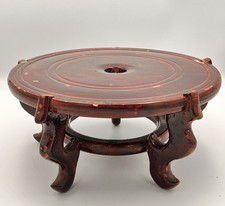 Chinese Red Wooden Pot Stand Vintage Large Ornaments Lacquer large round  