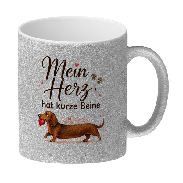 Glitzer-Kaffeebecher Dackel - Tasse Mit Hundespruch Glitzertasse Mit Spruch:-image