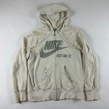 Kids Nike Sportswear Beige Zip Up Hoodie Just Do It Logo Size M 8 10