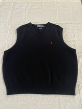 Polo Ralph Lauren Men's Sweater Vest Size XXL 2XL 100 Lambswool Navy Blue