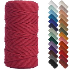 Red Macrame Cord, 3mm x 220 yards, Cotton Rope, Macrame Yarn, Craft, Knitting