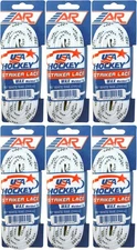 A&R Sports USA Hockey Striker Laces, Waxed 96" - White (6-Pack)