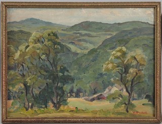 Antique EMILY HORTENSE BUDELL American Impressionist Farm Landscape Oil Painting