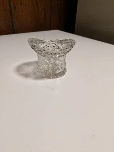 Vintage Fenton Clear Glass Daisy and Button Top Hat Toothpick Holder Vase 3.25”