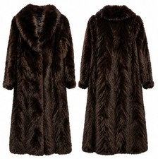 Vintage Dark Ranch Mink Fur Coat Full Length Size 12 Classic Luxury