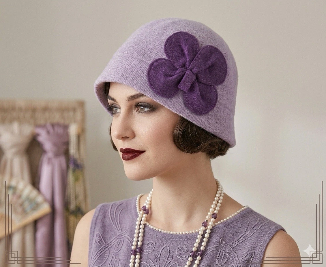 MY ONLY One Size Women\'s 100% Wool Purple Cloche Formal Retro Preppy Hat Cloche Hat Purple - Etsy main image 4