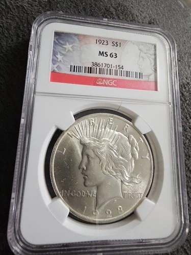 1923 Peace Dollar NCG MS63