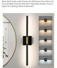 Black Gold Vanity Light Fixtures for Bathroom Over Mirror 24 inch LED Bath Sc...