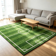 Soccer Field Area Rug 63x95 Inch - Non-Slip Soft Grass Carpet for Kids