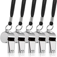 5 Packs Metal referee whistle Loud SOS Lifeguard Emergency Whistle Referee
