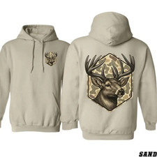 Deer Hunter Camo Buck Hoodie, Straight Up Southern Hunting Sweatshirt for Men, C