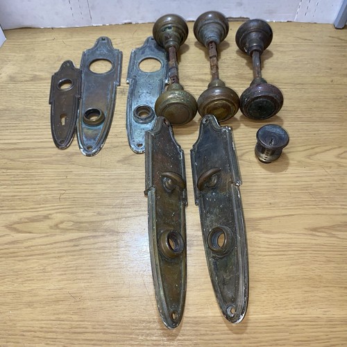 Konvolut Vintage Hausbeschläge Türklinken Platten Schließbleche Schlüssellochabdeckung - Bild 1 von 10