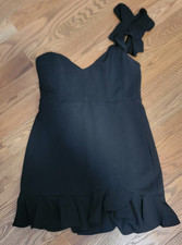 LULUS ONE SHOULDER COCKTAIL DRESS, BLACK, SIZE XL, L@@K!
