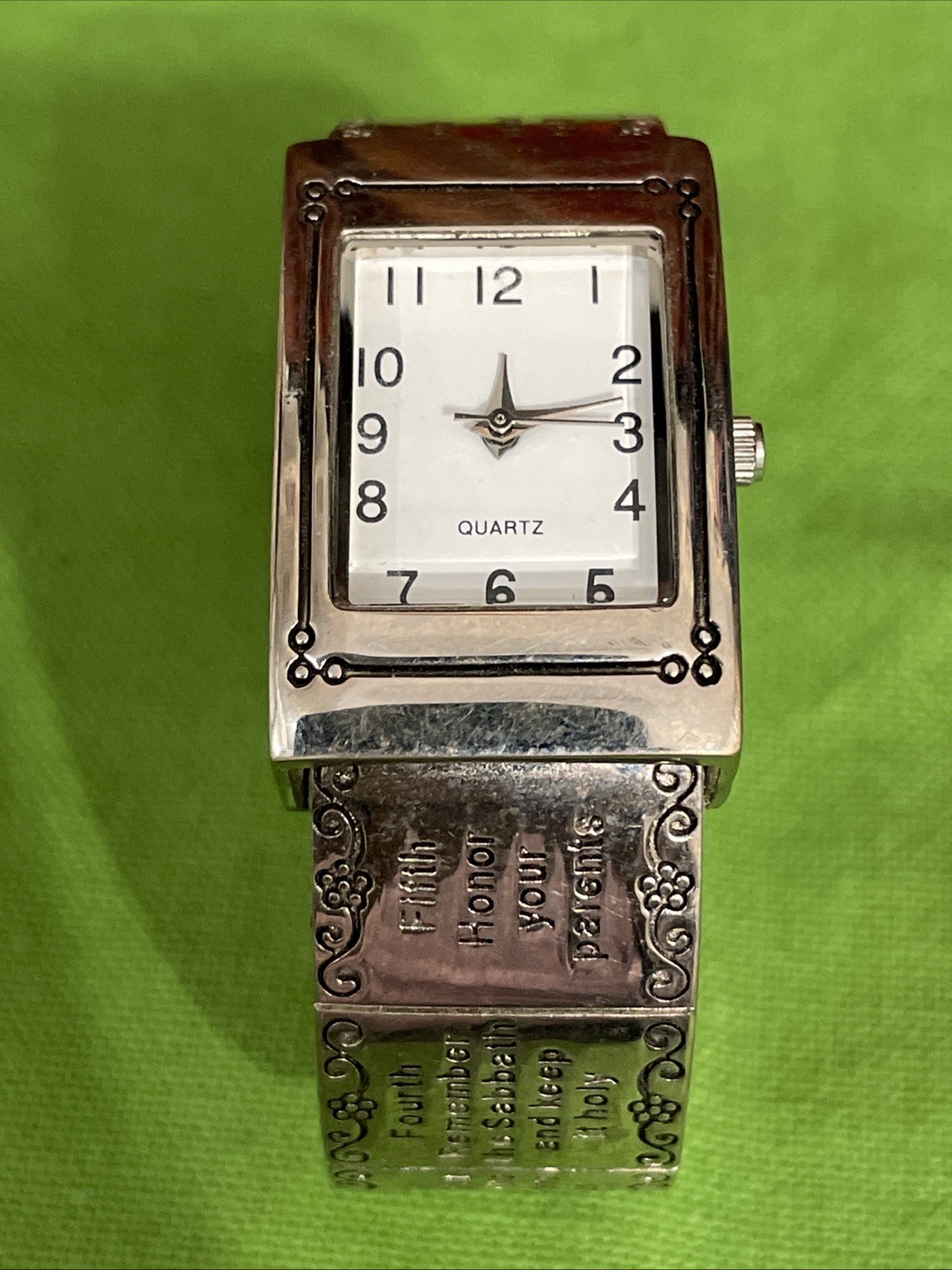 Biblical Ten Commandments Watch Bangle Stainless … - image 1