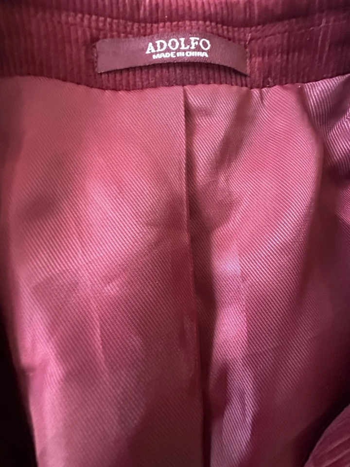 Blazer Adolfo tamanho 46L extra slim fit veludo borgonha vinho vermelho 100% algodão - Imagem 3 de 4