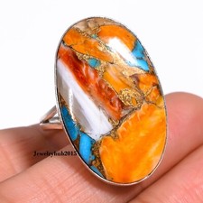 Oyster Turquoise Ethnic Style Handmade Ring 925 Sterling Silver All Size MO 