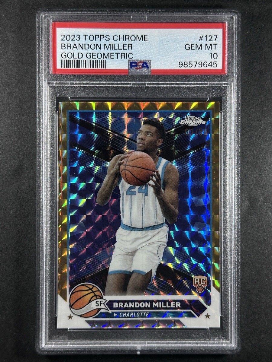 2023-24 Topps Chrome Brandon Miller Gold Geometric 01/50 Alpha PSA 