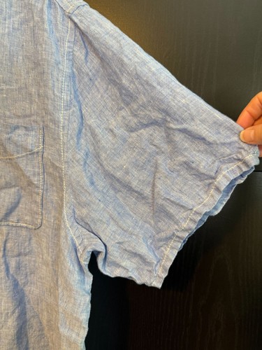 Tommy Bahama Herren Leinen Hemd mit Knopfleiste und Kragen XL Blau Kurzarm Beachy - Bild 5 von 10