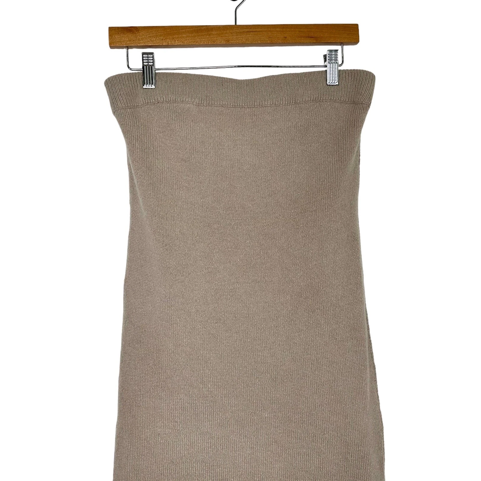 Abito maglione midi T Alexander Wang donna senza spalline lana cashmere taglia small tortora