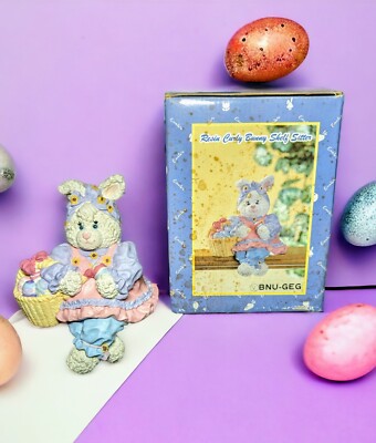 Resin CURLY BUNNY Easter Bunny Rabbit SHELF SITTER Spring Decor Basket Eggs