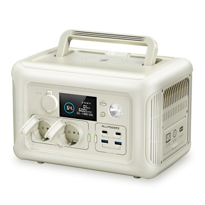 ALLPOWERS Tragbarer Generator R600 ,600W Powerstation mit 2x 600W AC-Steckdosen