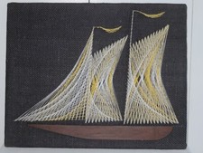Discounted Vintage Nautical Handmade String Art Sailboat Wall Hanging