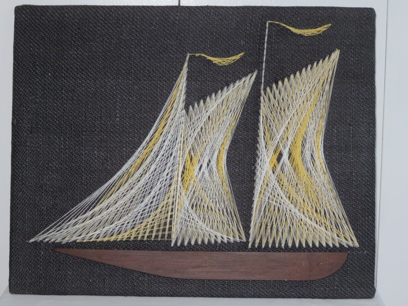 Discounted Vintage Nautical Handmade String Art Sailboat Wall Hanging