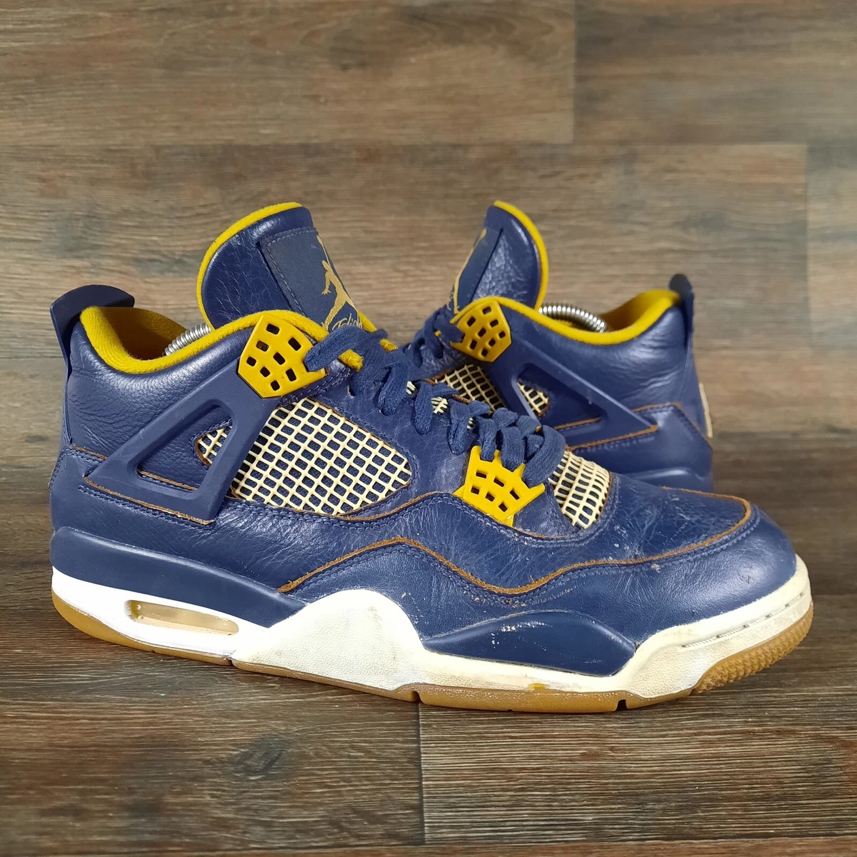 Nike Air Jordan IV 4 Retro Dunk From Above Navy Gold Mens Size