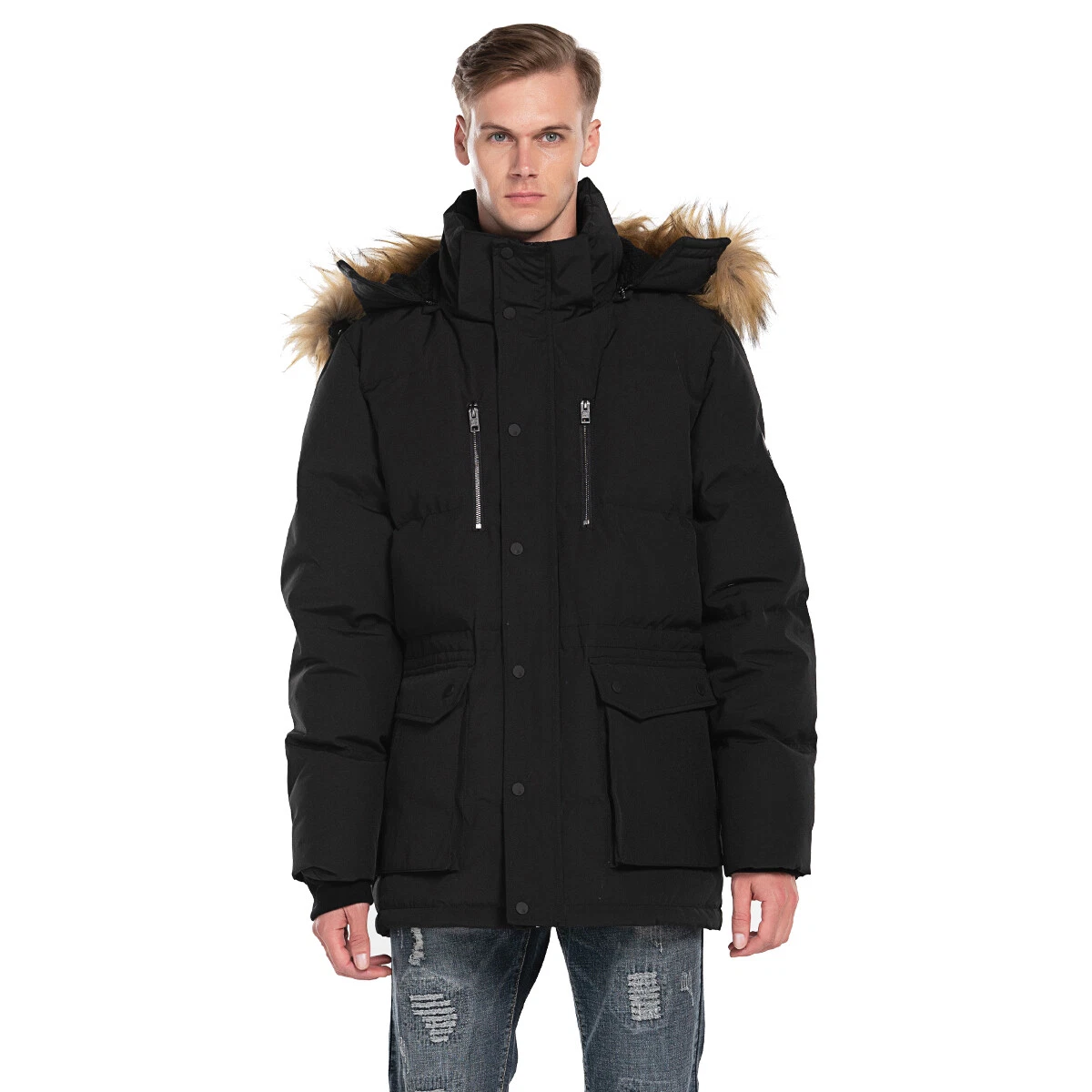 Extreme Pop Men s Pure White Goose Down Parka Jacket Waterproof Windbreaker