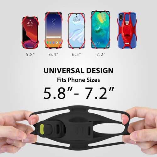 Bone Original Bike Tie 3 Bike Phone Mount and Handlebars 5.8-7.2"- Black - Picture 3 of 8