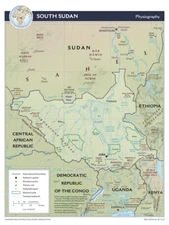 South Sudan Physical Geography Physiographic Map Country Nation Poster Print