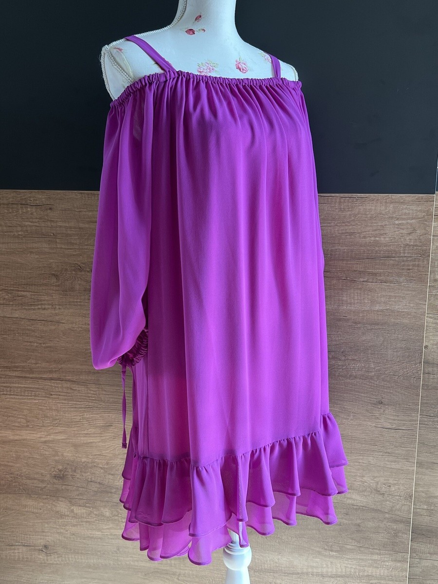 IBlues abito vestito Tunica Fucsia Ciclamino Spalle Nude Tg 40 Ita