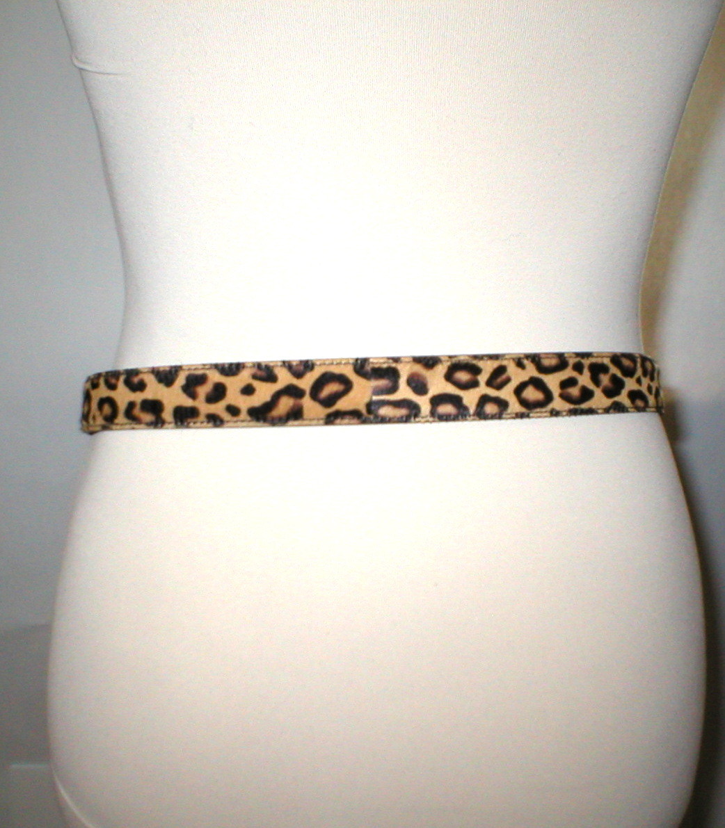 New Womens Designer Escada NWT $495 Leopard Belt Leather Logo Fur 75 cm 29.5 XS New Womens Designer Escada NWT $495 Leopard Belt Leather  main image 3
