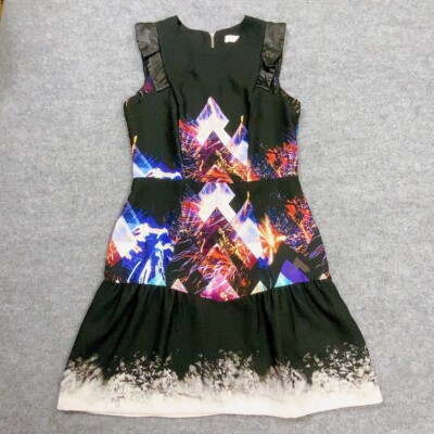 Sandro Dress Womens Size 2 Black Colorful Print Vintage