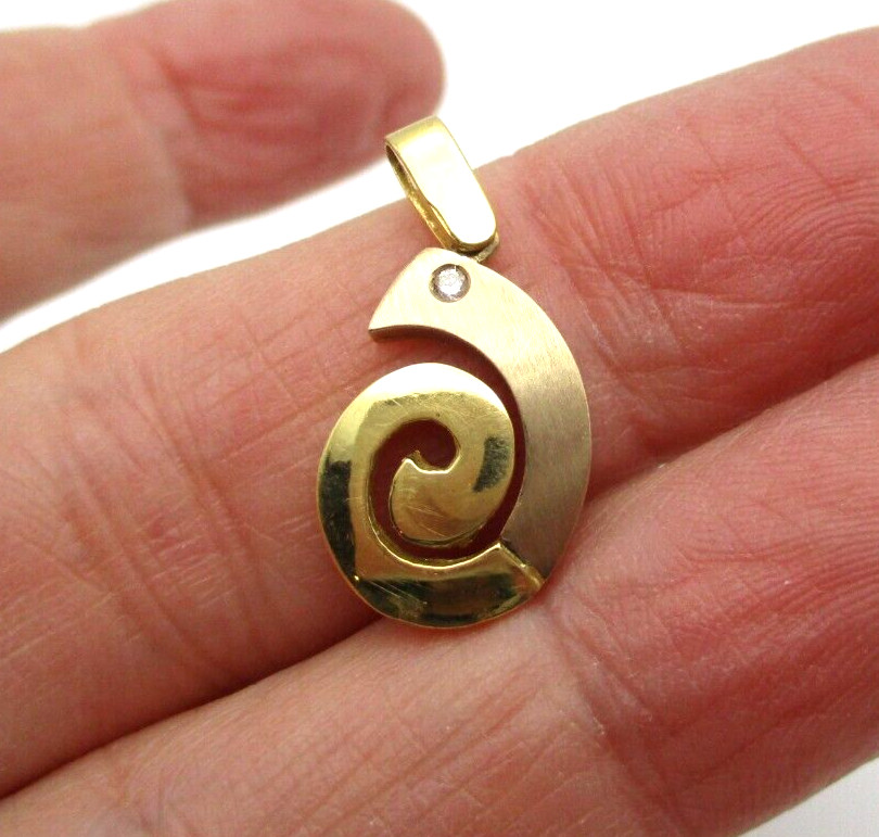 18K Yellow Gold Diamond Swirl Pendant [P48] - image 2