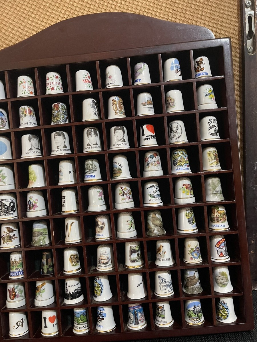 Thimbles and Thimble Cases　指ぬきと指ぬきケース Wooden Thimble Case With Unique Thimbles Solid | eBay