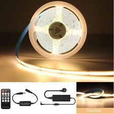5/10M Dimmbares 24V COB LED Streifen Stripe Band warmweiβ Keine Lichtpunkt Licht