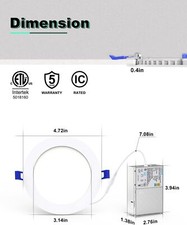 12 Pack 4 Inch 6 Inch 5cct Ultra-thin Led Recessed Ceiling Light Junction Box