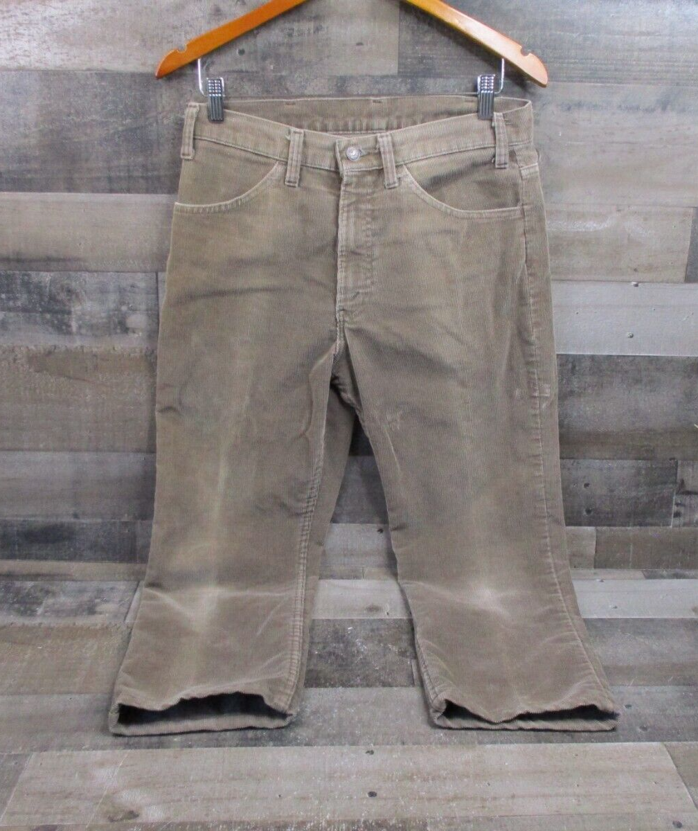 Vintage Levis 519 Corduroy Pants Mens 32x23 Brown White Tab 80s Cotton USA