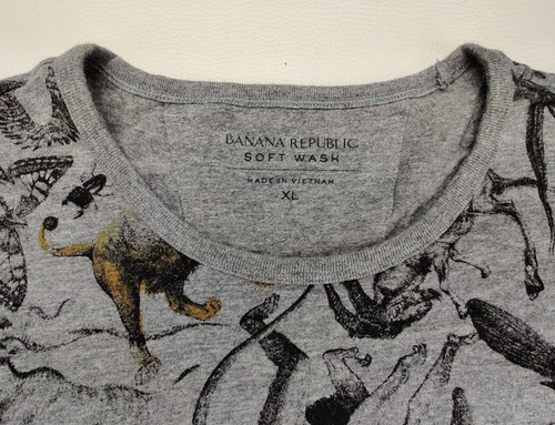 Banana Republic Men’s XL Grey Giraffe Wild Animals Crew Neck T-Shirt "New" - Picture 2 of 8