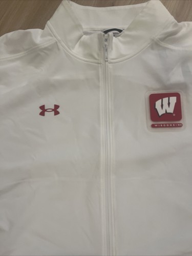 Men's Under Armour White Wisconsin Badgers Motivate Half-Zip Jacket Mens XXL - Picture 2 of 10