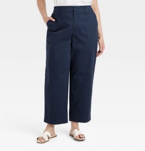 A New Day Women's Sz 24 Pants Navy Blue High-Rise Straight Ankle Chino New