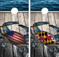 Maryland/U.S. Blue Crabs Cornhole Board Wrap LAMINATED Decal Vinyl Sticker #4196