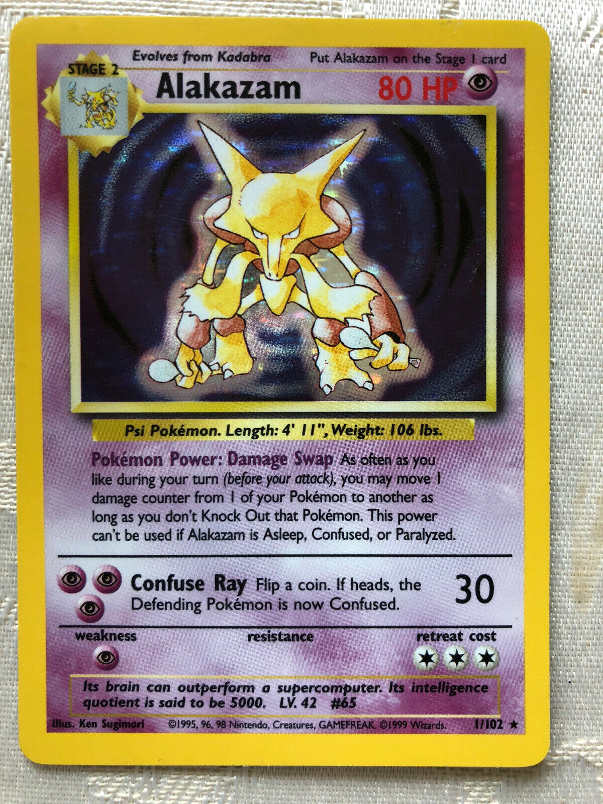 Pokémon Alakazam #1 Shadowless Base Set Trading Card (Wizards of, Lot  #67125