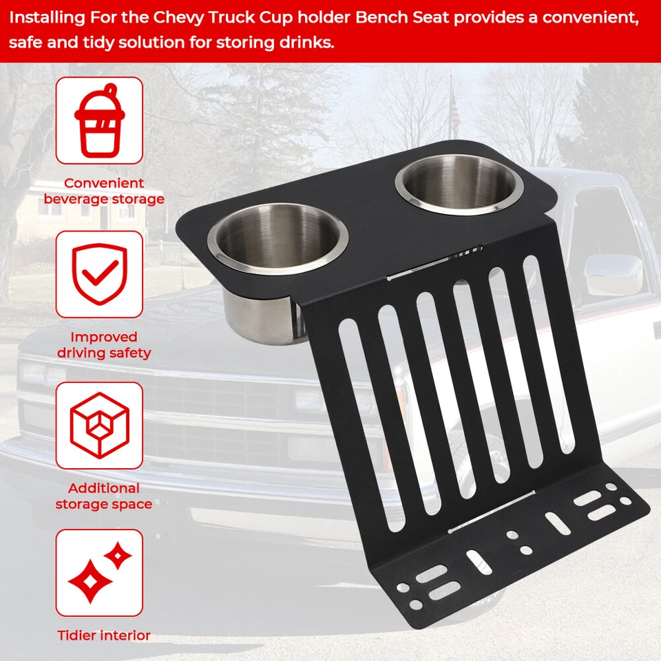 For 1988-1994 Chevy GMC C10 C20 C30 K10 K20 K30 Squarebody Cup Holder Bench seat Foto 4 de 4