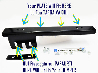 Portatarga Anteriore Auto Universale - Plastica Nera - 37,5x11,5 Cm - EU - Foto 6