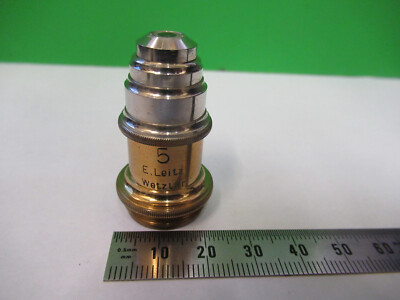 ANTIQUE BRASS E. LEITZ OBJECTIVE LENS ''5'' MICROSCOPE PART AS PICTURED Z4-B-58