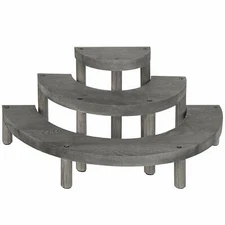 MyGift 3-Tier Vintage Grey Wood Semicircle Cupcake Display Stand
