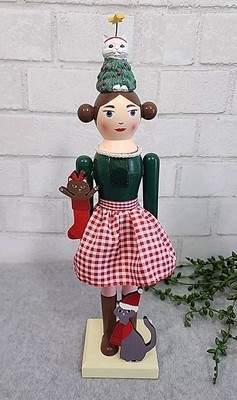 Cat Lady Girl Nutcracker Christmas Tree Cats Wood Christmas 14'' Cat Lover Gift