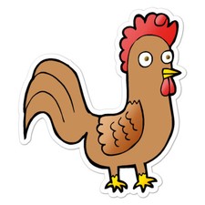 Cartoon Rooster Chicken, Vinyl Decal Sticker, Indoor Outdoor, 3 Sizes, 8642